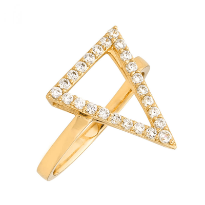 Sole Du Soleil Lupine Collection Women's 18k Yg Plated Triangle Fashion Ring Size 6 In Gold Tone,yellow