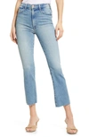 MOTHER THE HUSTLER FRAYED HIGH WAIST ANKLE FLARE JEANS