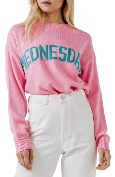 English Factory Weekday Motif Sweater In Pink