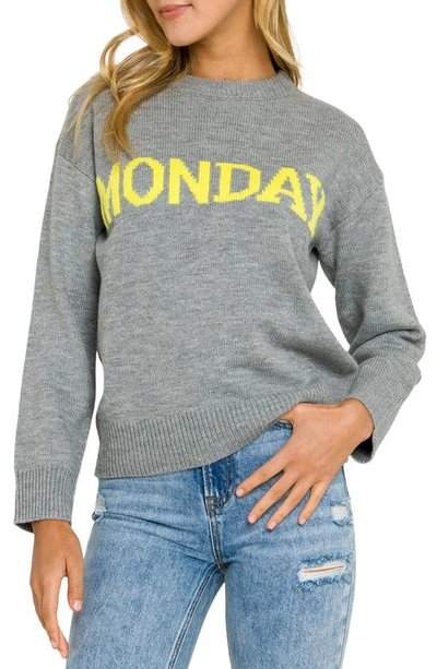 English Factory Weekday Motif Sweater In Grey