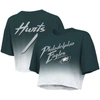 MAJESTIC MAJESTIC THREADS JALEN HURTS GREEN/WHITE PHILADELPHIA EAGLES DIP-DYE PLAYER NAME & NUMBER CROP TOP