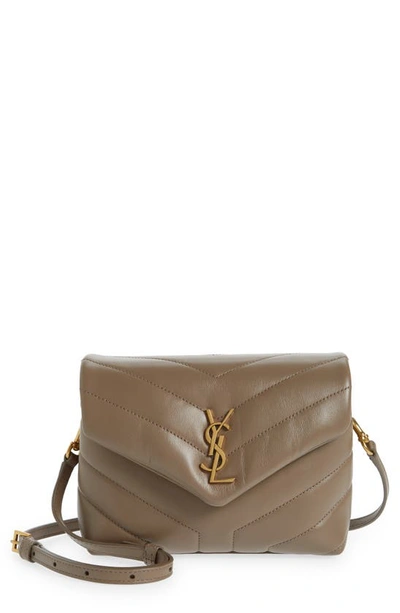 Saint Laurent Loulou Toy Ysl Matelasse Calfskin Envelope Crossbody Bag In Brown