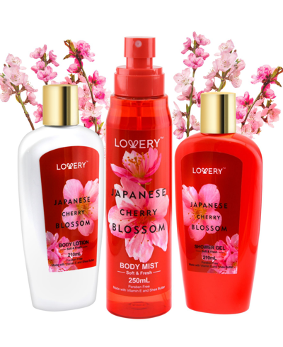 Lovery Body Care Gift Set, Japanese Cherry Blossom Bath And Body Travel Set, 3 Piece