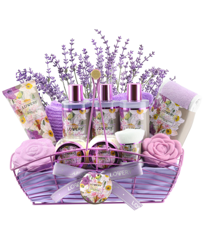 Lovery Vanilla Lavender Home Spa Body Care Gift Set, Natural Bath Gift Basket And Self Care Kit, 13 Piece