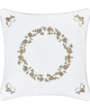 Royal Court Rialto Circle Embroidered Decorative Pillow, 16" X 16" In White