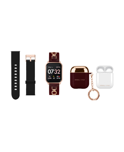 American Exchange Unisex Kendall + Kylie Burgundy Silicone Strap Smartwatch Set