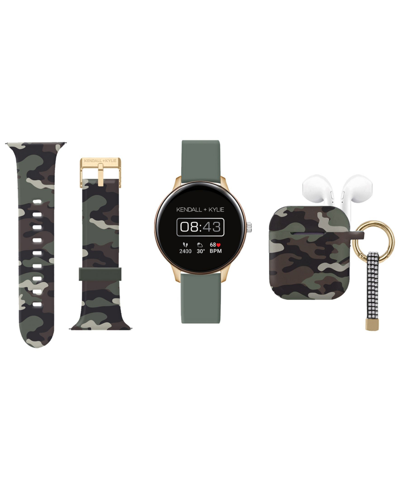 American Exchange Unisex Kendall + Kylie Green Silicone Strap Smartwatch Set In Green Camo