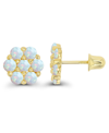 MACY'S CREATED WHITE OPAL ROUND FLOWER SCREWBACK EARRINGS IN STERLING SILVER (ALSO IN 14K GOLD OVER SILVER 