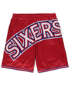 MITCHELL & NESS MEN'S RED PHILADELPHIA 76ERS BIG AND TALL HARDWOOD CLASSICS BIG FACE 2.0 SHORTS