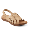 Easy Spirit Hazel Beaded T-strap Sandal In Light Natural Leather
