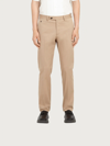 Ferragamo Stretch Cotton Flat-front Pants In Beige