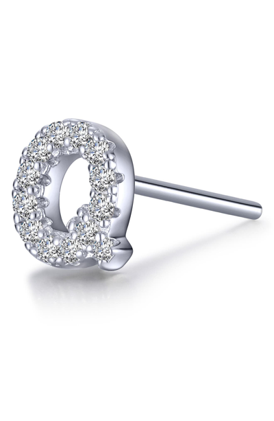 Lafonn Platinum Bonded Sterling Silver Simulated Diamond Single Initial Stud Earring In White-q