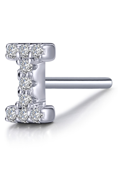 Lafonn Platinum Bonded Sterling Silver Simulated Diamond Single Initial Stud Earring In White-i