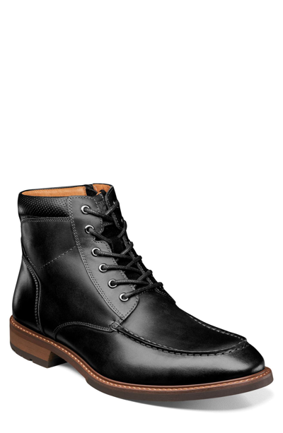 Florsheim Chalet Leather Moc Toe Side Zip Boot In Black Ch