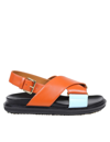 Marni Fussbett Criss-cross Strap Sandals In Orange