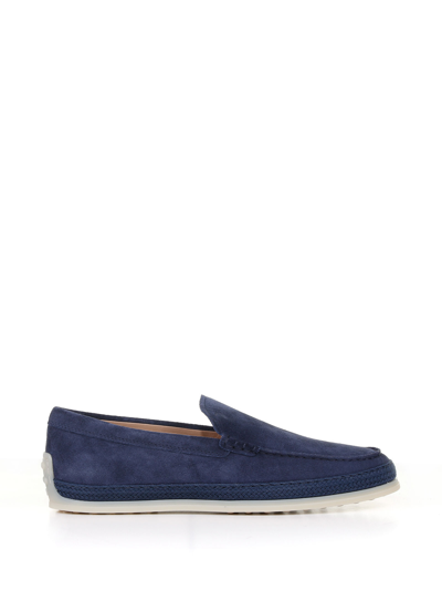 Tod's Slip On In Suede In Blue