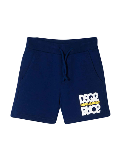 Dsquared2 Blue Teen Bermuda Shorts With Print Dsquared Kids