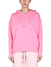 Ps By Paul Smith Ps Paul Smith Smiley Logo Drawstring Hoodie In Rosa