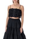 Msgm Cropped Top With Ruches In Black