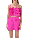 Msgm Cropped Ruffled Top In Fuchsia