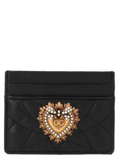 Dolce & Gabbana Devotion Embellished Cardholder In Black