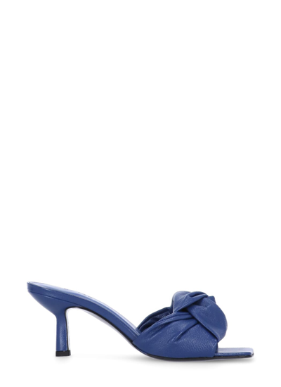 By Far Lana Glossy Twist Kitten-heel Mules In Blue
