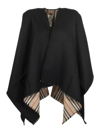 BURBERRY ICON STRIPE DETAIL WOOL CAPE