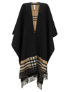 BURBERRY REVERSIBLE WOOL AND CASHMERE CAPE WITH TARTAN PATTERN