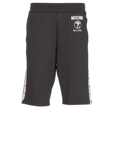 Moschino Logo-print Slip-on Track Shorts In Nero