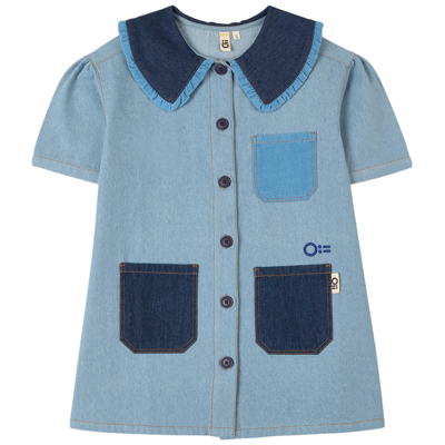 Oii Kids' Blue Mini Collar Denim Dress