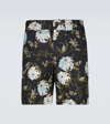 Erdem Lucius Straight-leg Floral-print Cotton-twill Shorts In Black / Azure / Olive