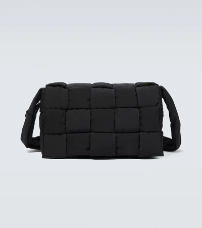 Bottega Veneta Intrecciato Paper Cassette Crossbody Bag In Black-silver