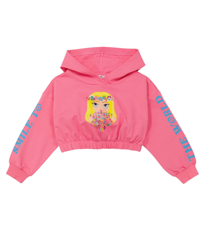 Monnalisa Kids' X Chiara Ferragni Mascotte Cropped Hoodie In Sachet Pink