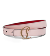 Christian Louboutin Cl Logo Leather Skinny Belt In Poupee Gold