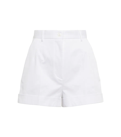 Dolce & Gabbana High-rise Cotton Gabardine Shorts In White