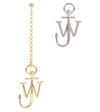 Jw Anderson Silver Asymmetric Anchor-motif Earrings In Gold/silver Tone