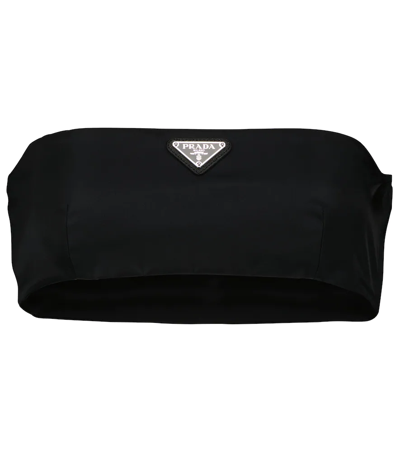 Prada Logo Re-nylon Bandeau Top In Nero