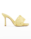 Bottega Veneta The Lido Intrecciato Patent Sandal In Lemonade