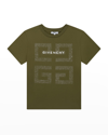 Givenchy Kids' Boy's Short-sleeve T-shirt With 4g Logo On Front In 94h Khaki