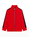 GIVENCHY BOY'S ZIP-UP TRACK JACKET WITH CONTRAST STRIPE DOWN SLEEVES