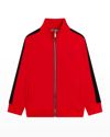 GIVENCHY BOY'S ZIP-UP TRACK JACKET WITH CONTRAST STRIPE DOWN SLEEVES