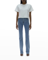 Helmut Lang Debossed Logo Crop Cotton T-shirt In White