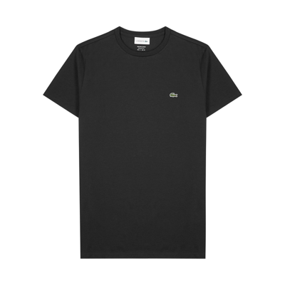Lacoste Embroidered-logo Cotton T-shirt In Black