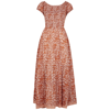 Free People Ultraviolet Floral Print Smocked Midi Dress In Orange