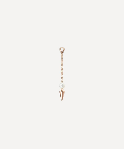 Maria Tash 14ct Short Pearl And Spike Pendulum Charm In Rose