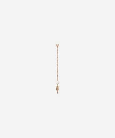 Maria Tash 14ct Long Pearl And Spike Pendulum Charm In Rose