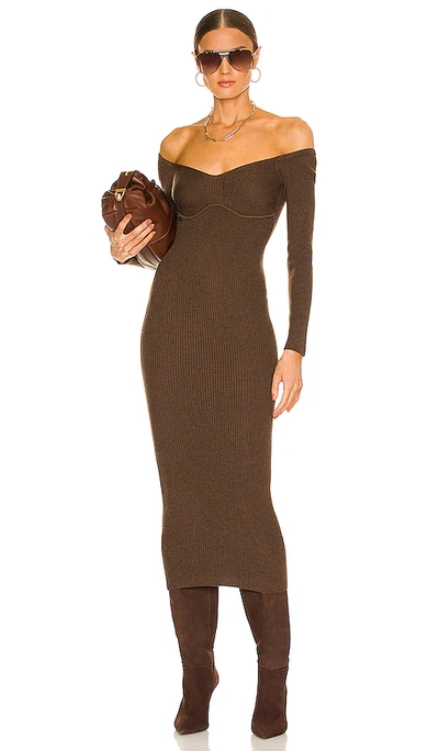 L'academie Tucci Knit Bustier Dress In Chocolate