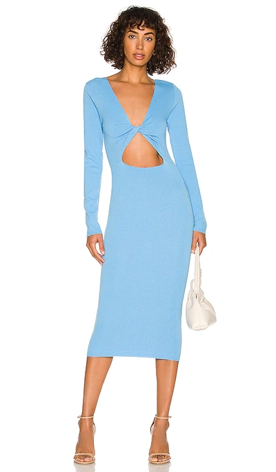 Bardot Eliana Twist Front Knit Dress In Baby Blue