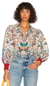 ALICE AND OLIVIA SHONDRA EMBROIDERED COLLAR BLOUSE