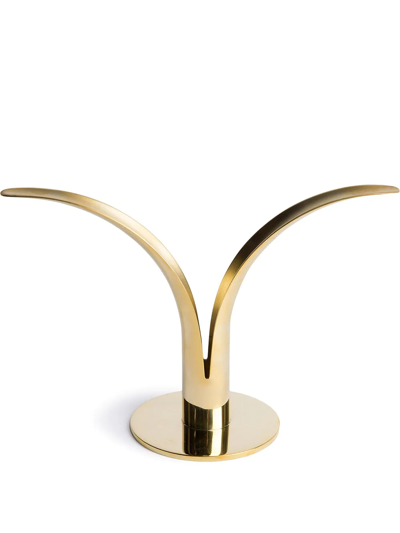 Skultuna Lily Brass Candlestick Holder In Gold